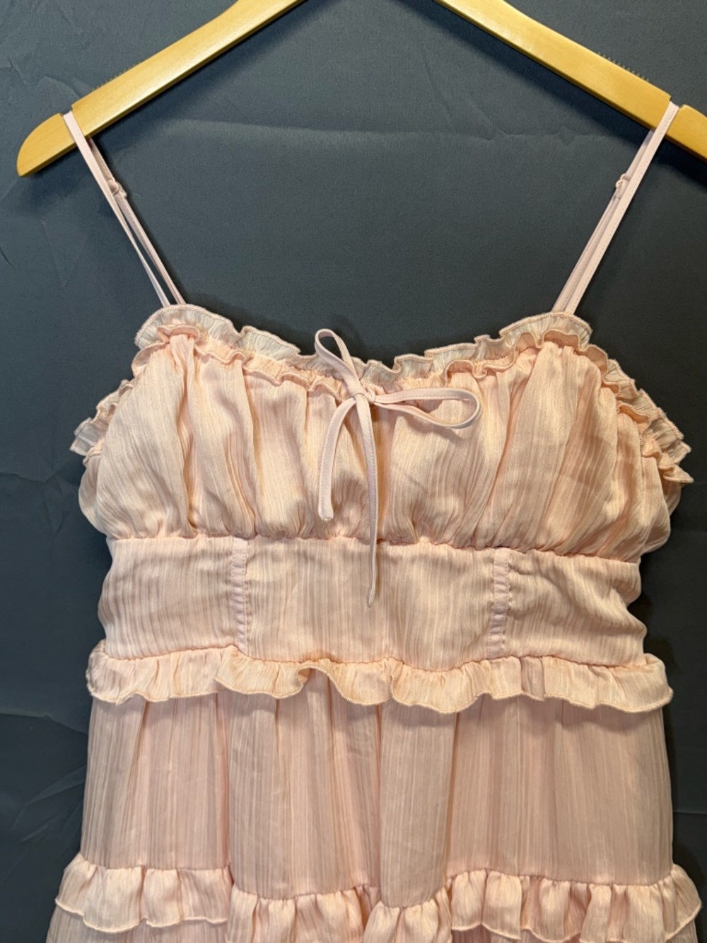 Wild Fable Pink Tiered Ruffle Cami Top Large Coquette Boho Peplum Sleeveless - Picture 3 of 9